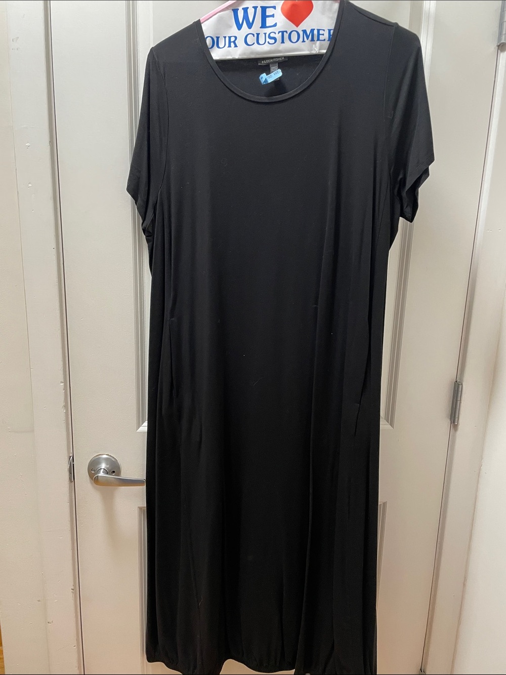 Eileen Fisher Black Short-Sleeve Maxi Dress